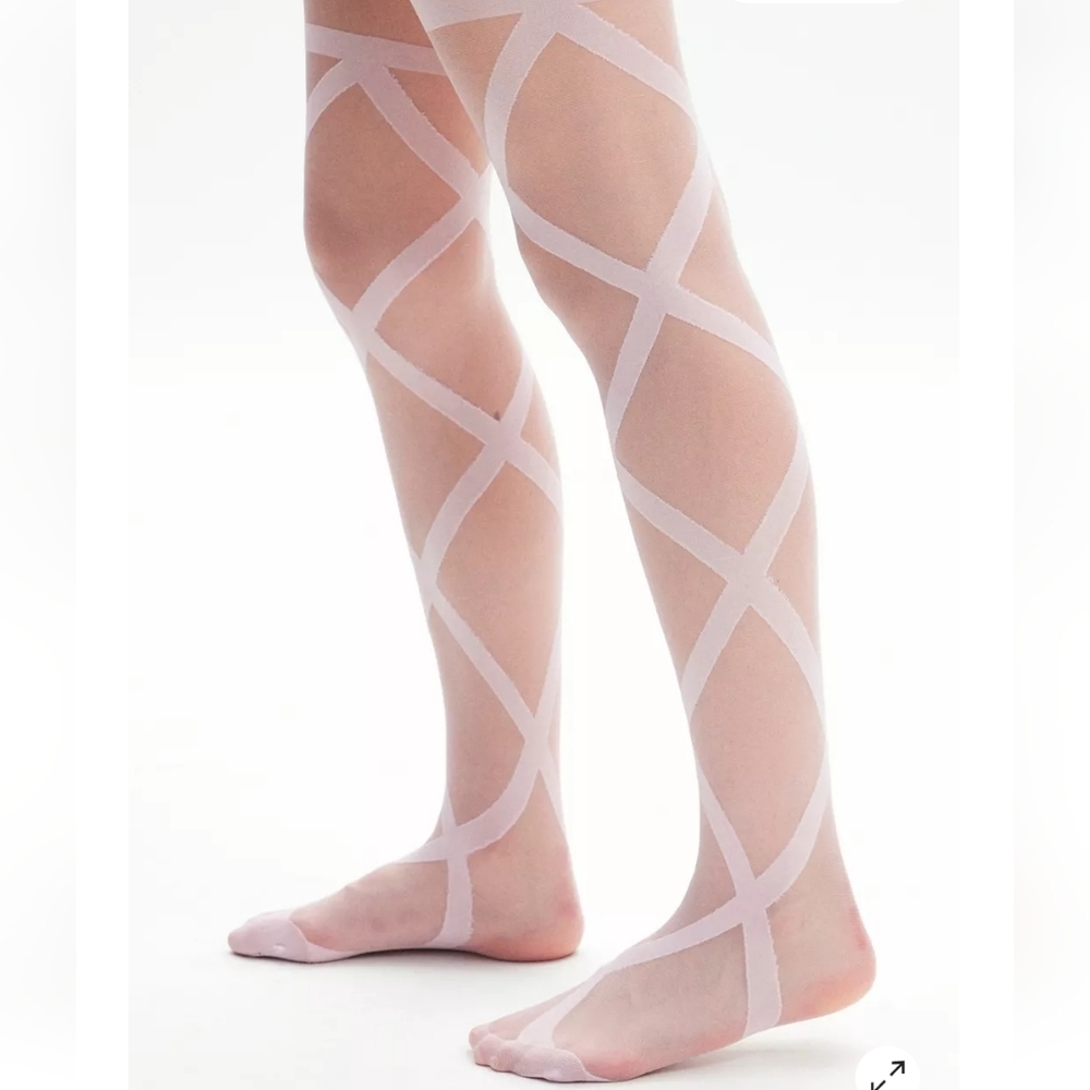 Urban Outfitters Lace-Up Sheer Tights In Pink S/M New